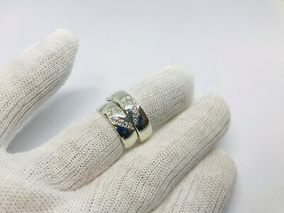 925 Silver White CZ Luminous White CZ Boyfriend Band Ring Gift She Him