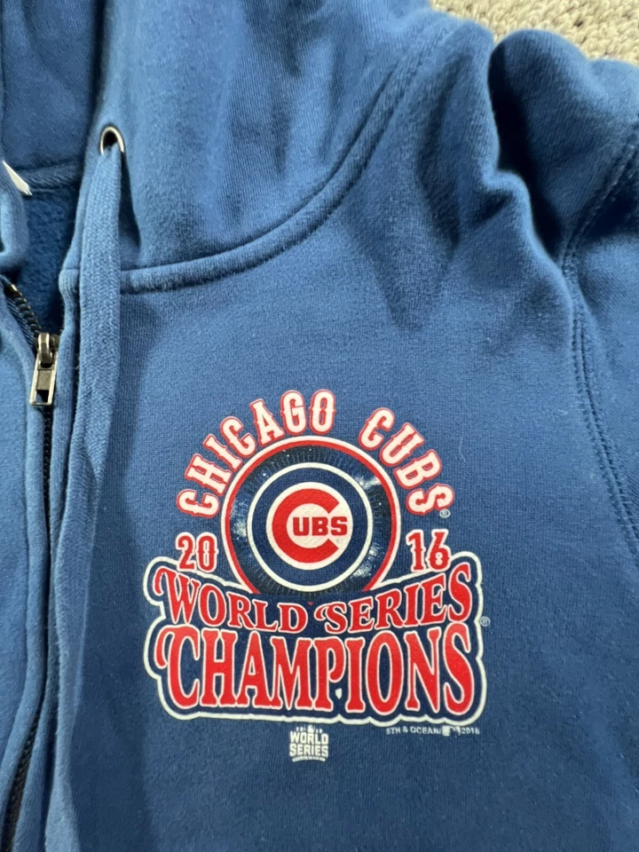 Suéter de los Chicago Cubs para mujer grande azul Serie Mundial Sudadera MLB Béisbol Foto 2 de 4