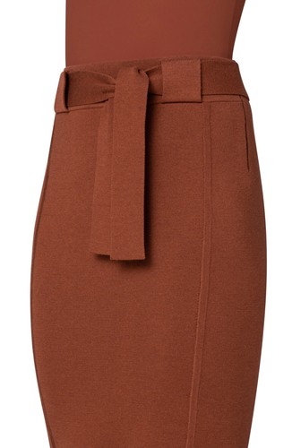 Falda Lápiz AKRIS Lana Seda Cinturón en Terra Talla US 10 - Imagen 4 de 8