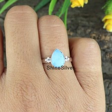 Turquoise 925 Sterling Silver Boho Statement Designer Pear Handmade Ring