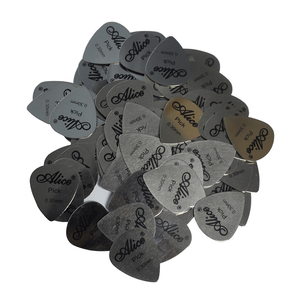 100pcs Alice 0.3mm Stainless Steel Guitar Picks Plectrums AP-S