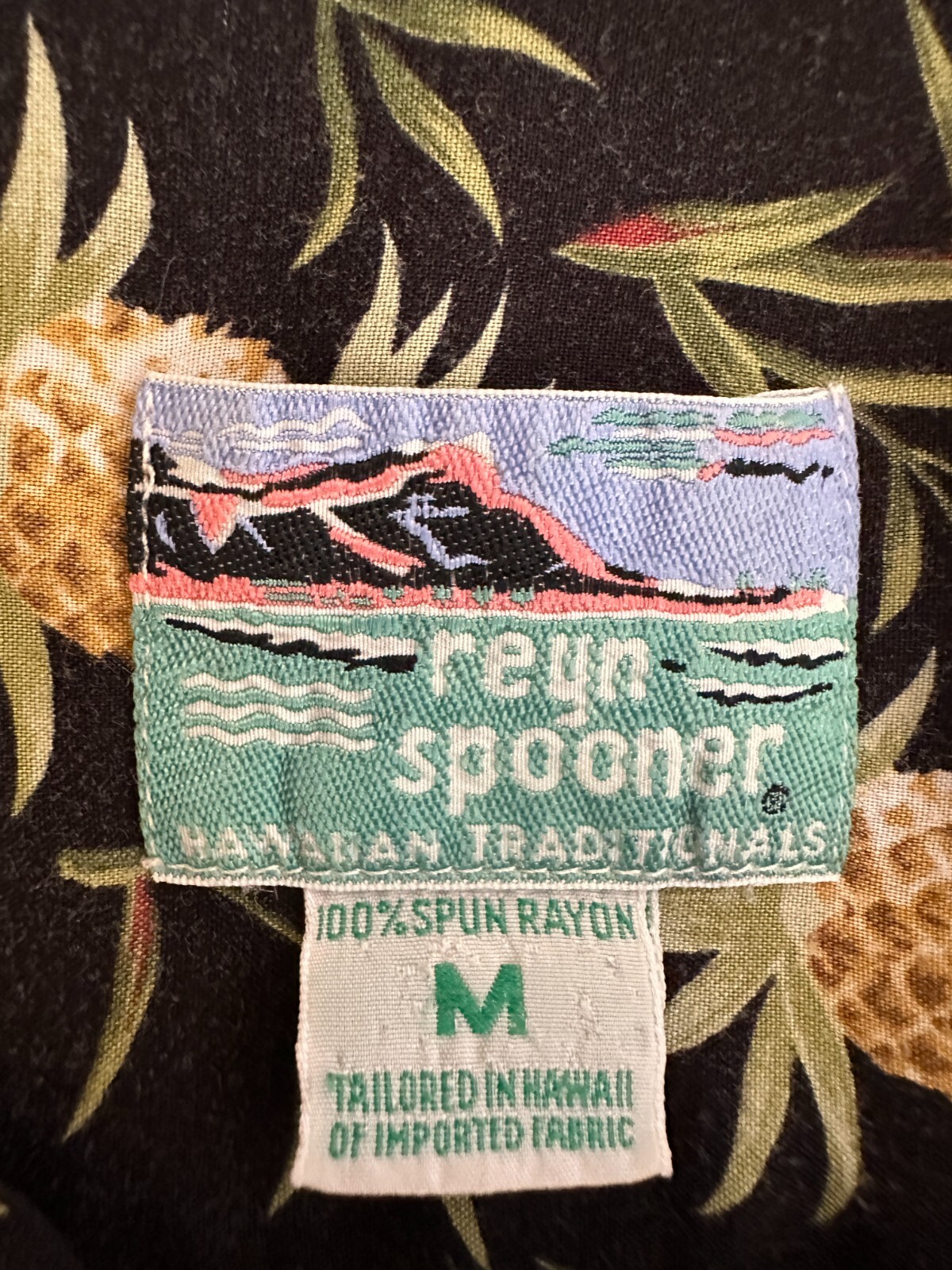 Vintage Reyn Spooner Hawaiian Aloha Shirt Med Black P… - Gem