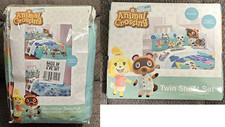 4-Piece Set Comforter Fitted Flat Sheet Pillowcase Animal Crossing Full Twin New