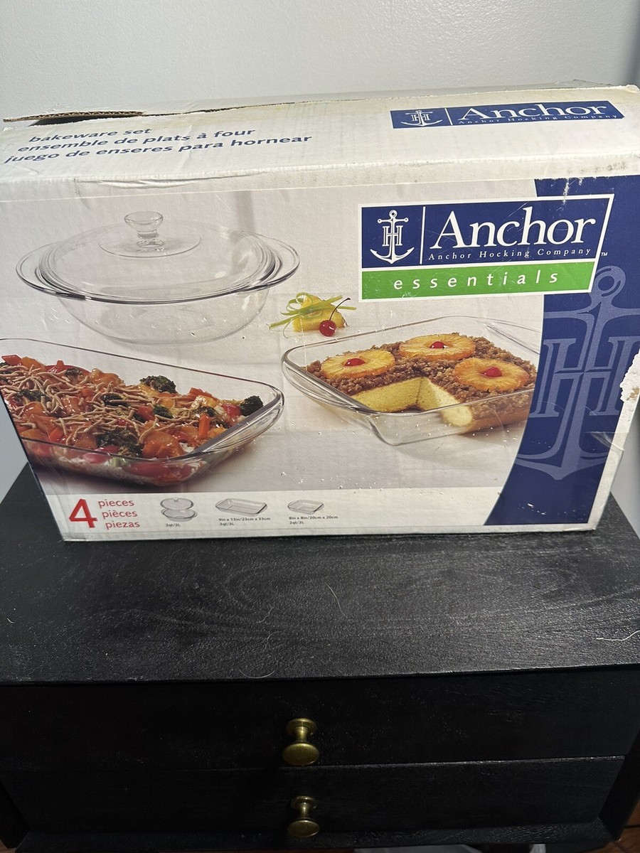 Vintage Anchor Hocking Bakeware Piece Set New Glass