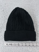 Beanie Toque Womens One Size Black Cable Knit 100 Acrylic Lined Winter Ski