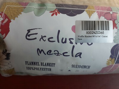  King Size 90x104 EXCLUSIVO MEZCLA FLEECE BLANKET Waffle Textured Soft Camel  