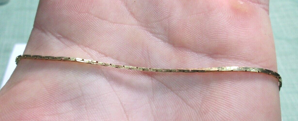 Solid Real 14K Yellow Gold Thin Herringbone Chain… - image 3