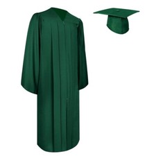 Endea Graduation Matte Hunter Green Gown  Cap for High School  College Unisex