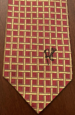 Rogatis Essess Fashion Red, Gold, Made In Italy 100% Silk Men s Neck Tie