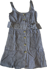 Asos Belted Tank Mini Dress Womens Size 0 Blue White Striped
