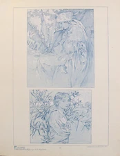 1902 Vintage French Art Nouveau Illustration, Figures Decoratives Alphonse Mucha