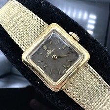 Vintage Bucherer Watch Gold Case SS Back Mechanical Brown Dial, Working