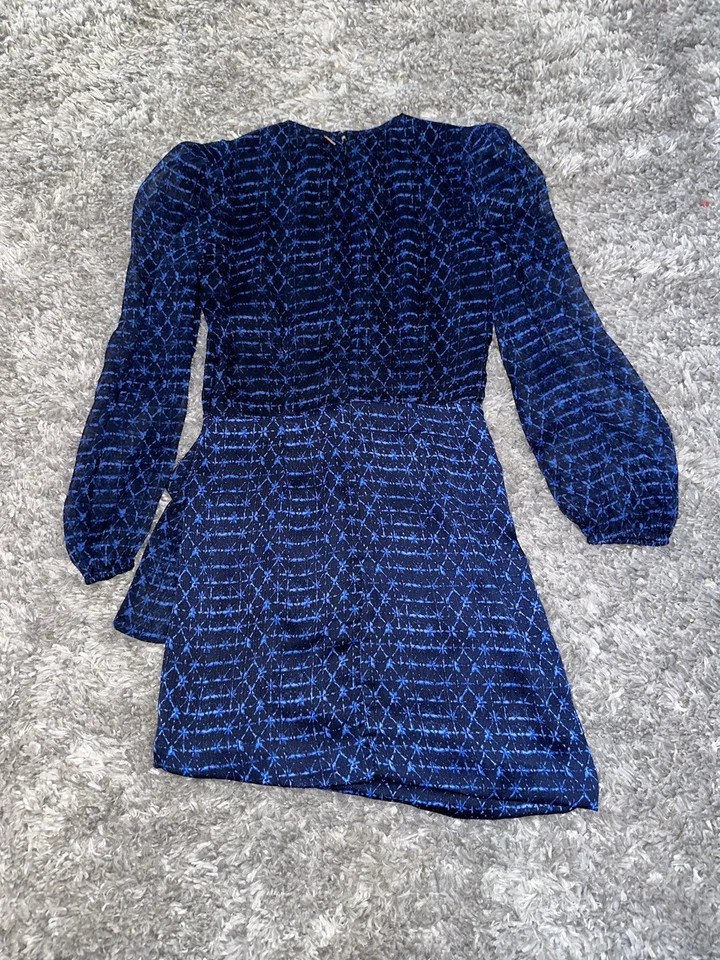 MISA Amber Sheer Sleeve Mini Dress - Midnight Mix Size XS NWT