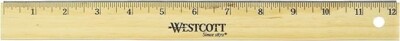 Westcott Wood 12'' School Ruler Scaled in 1/16'' (103810), Assorted Colors 12PK
