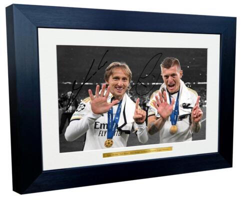 Signed Modric Toni Kroos 6 Times Real Madrid Autograph Photo Picture Frame Gift