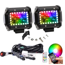 14"-52 inch Led Light Bar Spot Flood Combo w/ Chasing RGB Halo Kit for ATV Truck