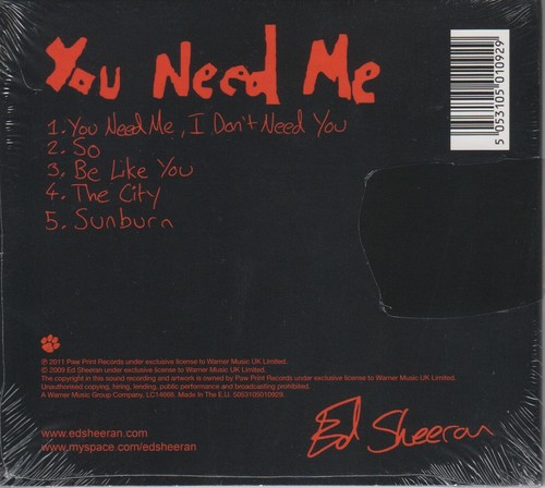 Ed Sheeran - You Need Me (2011,EP) - Picture 2 of 2