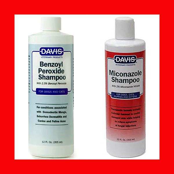 Davis Benzoyl Peroxide Medicated Shampoo 12oz+ Miconazole Medicated shampoo 12oz