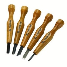 Mikisyo 800053 5pcs Power Grip Wood Carving Tool Kit U V Gouge Chisel Set
