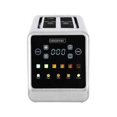 GEEPAS DIGITAL 4-Scheiben-Toaster extra breite lange Schlitze für Krümel Bagels 1450 W
