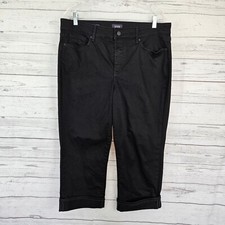 NYDJ Womens Marilyn Straight Cropped Jeans Sz 14 Black High Rise