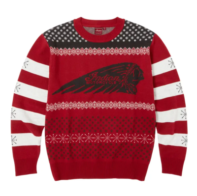 Indian Motorcycles Unisex Headdress Holiday Sweater Red 2864972 | eBay