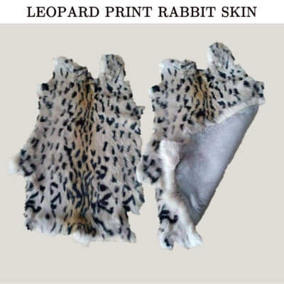 2X Real Rabbit Fur Pelt Skin Leopard Animal Print Leather Hide Crafts Decoration