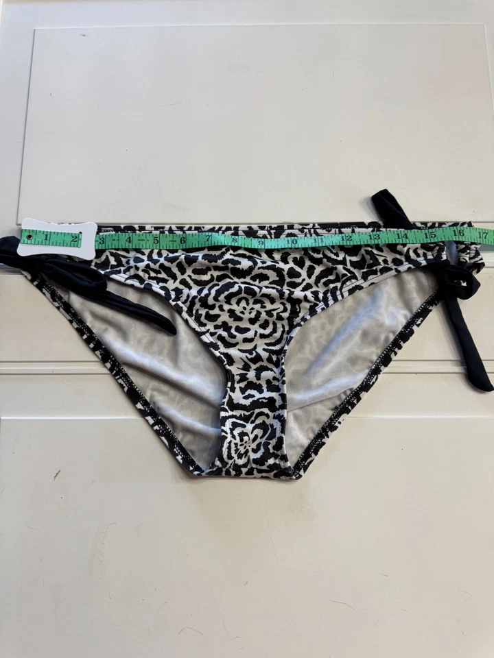 Parte inferior de bikini Tropical Escape talla XL negro blanco floral con corbata lateral Foto 3 de 4