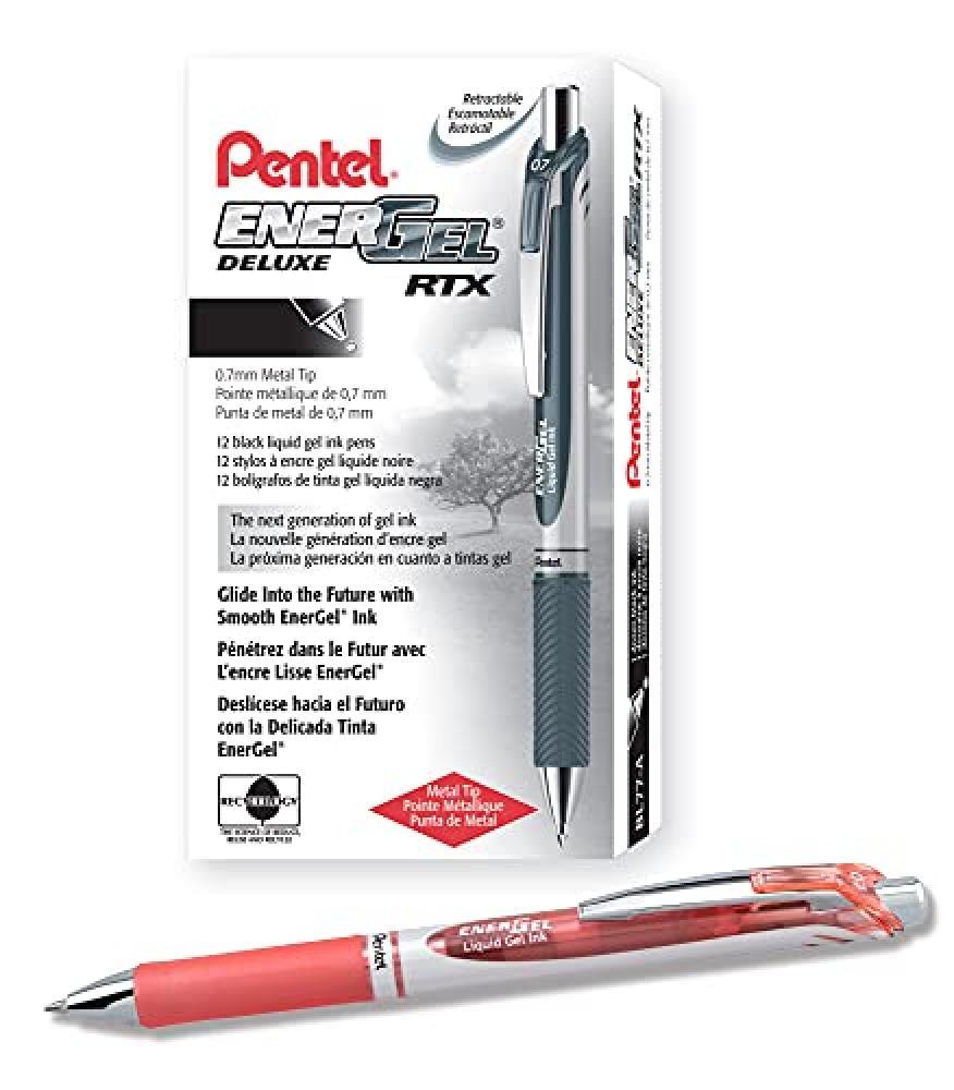 (TG. 12 pezzi) Pentel EnerGel BL77-P3X - Penna roller a inchiostro gel con mecca