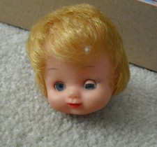 Vintage Vinyl Yellow Hair Girl Doll Head 2 1/2" Tall