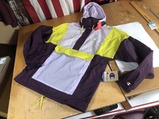 NWT new Champion Purple Lime Hooded Windbreaker Anorak Jacket Womens S Small