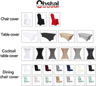 6Ft Stretch Black Spandex Table Cloth for Standard Folding Tables - 2 Pack Unive