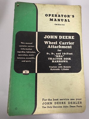 John Deere Wheel Carrier Attachment for 8,9,10 KBA Disk Harrows OMB341151 DD-A-2