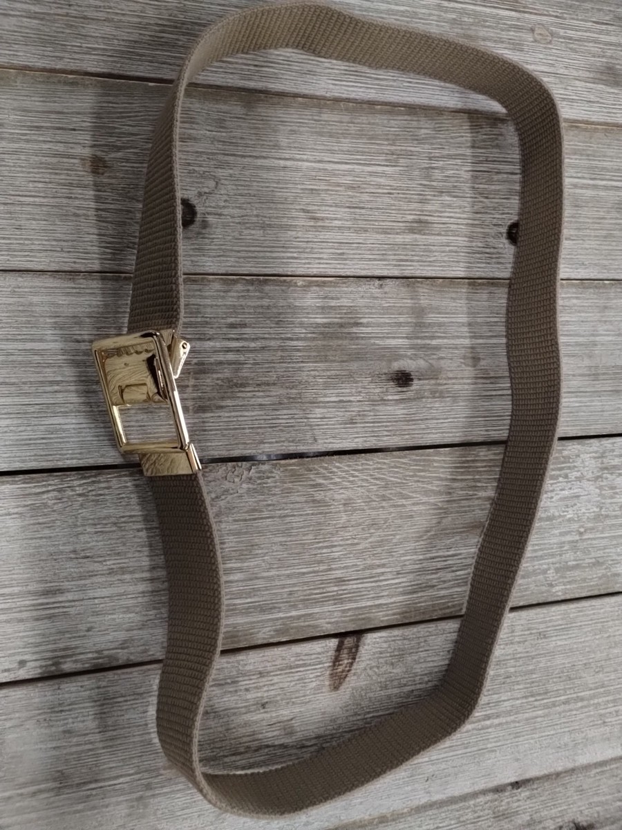 US Navy Khaki Web Belt Gold Tone Buckle And Tip 32 In Long US Navy Khaki Web Belt Gold Tone Buckle And Tip 32 In Long