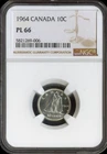 1964 Canada Silver 10 Cents 10C NGC PL66 - Quality