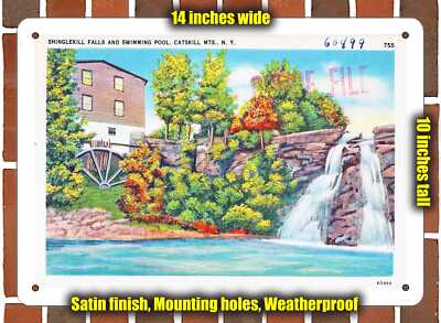 METAL SIGN - New York Postcard - Shinglekill Falls and Swimming Pool, Catskill