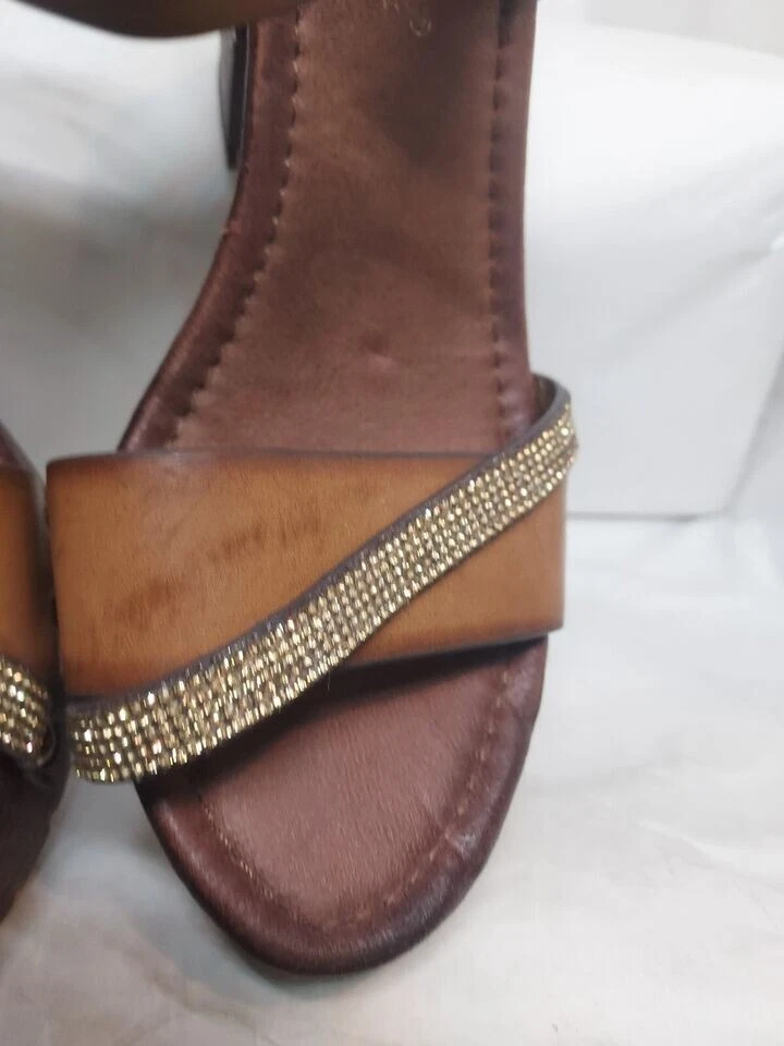 Nature Breeze leatherette sandals 4" chunky heels open toe women 6 Foto 4 de 4