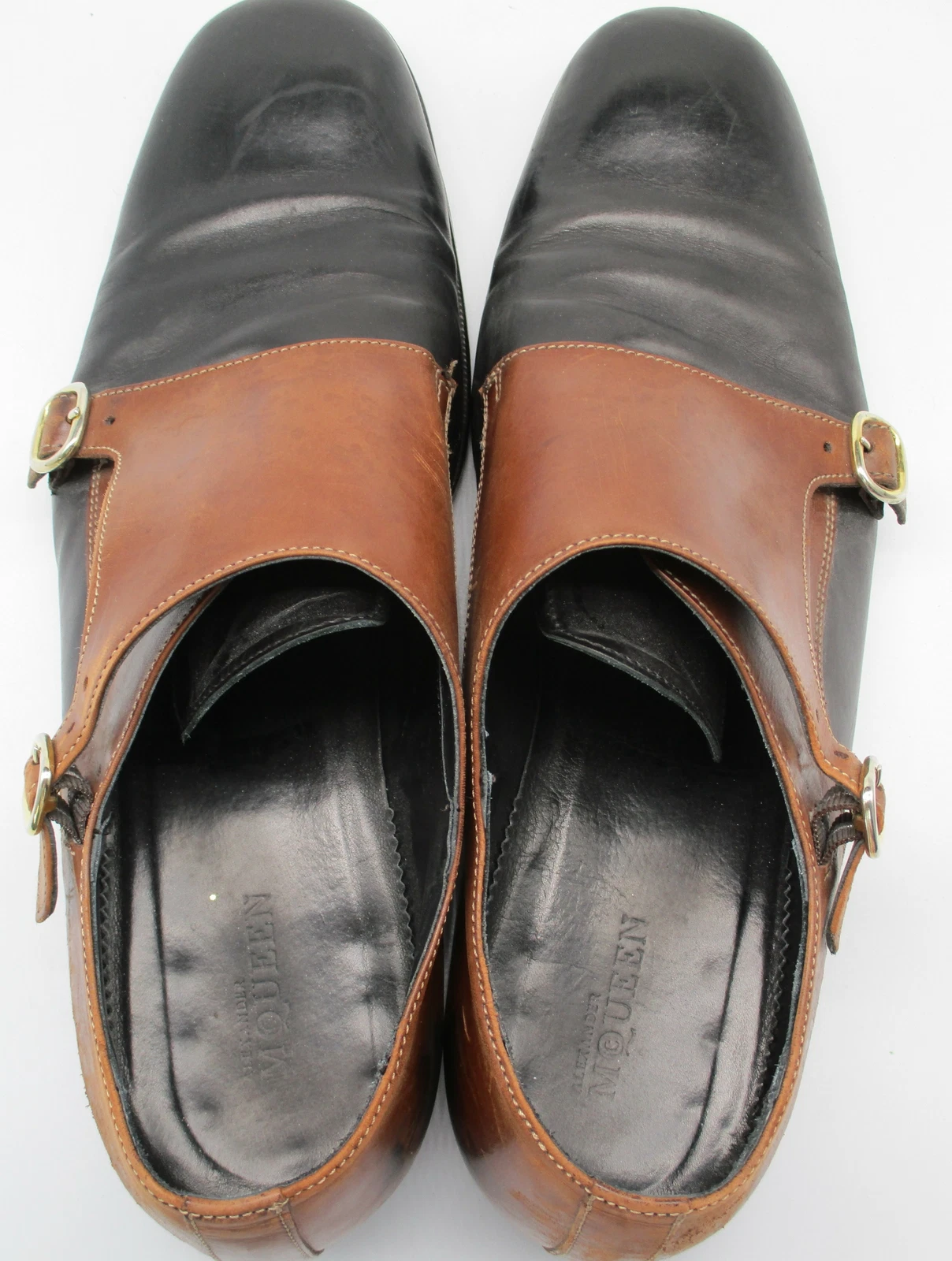 Alexander McQueen scarpa uomo monkstraps marrone e nero
