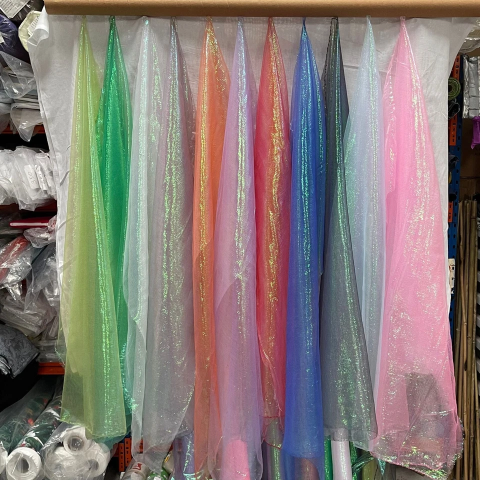 Iridescent Rainbow Crinkle Organza Fabric - 11 colours See Description for width - Image 3 of 4
