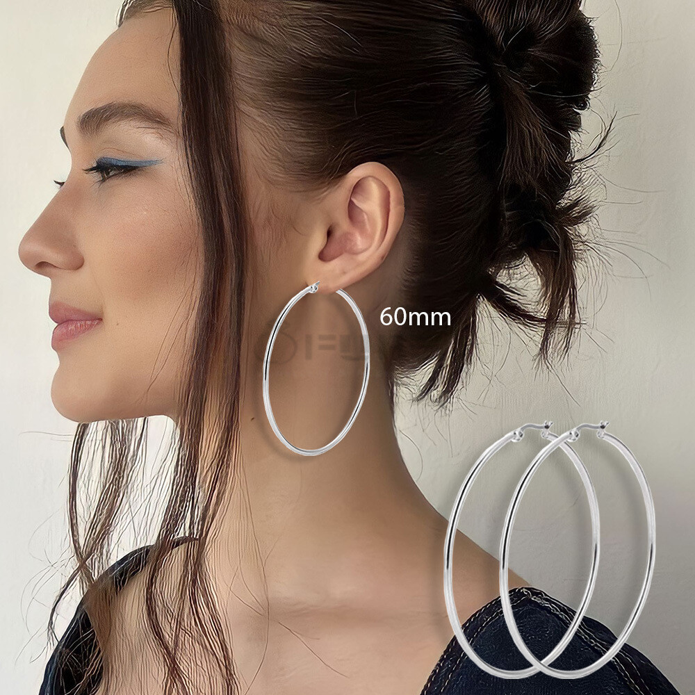 60mm Hoop Earrings 60MM Hoop Earrings Large Circle Shaped