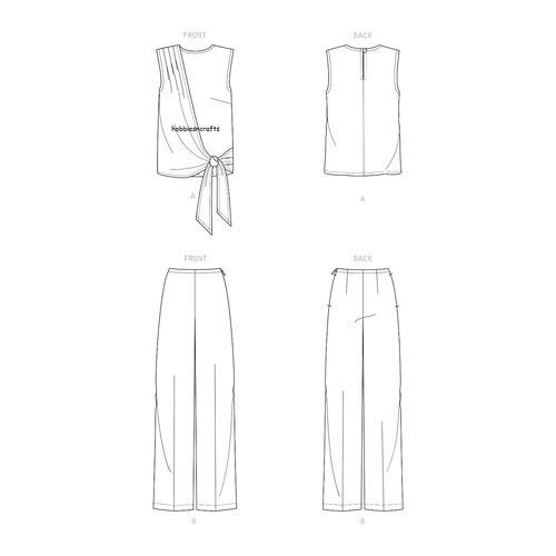 NEW LOOK 6662 DRAPE TOP & WIDE LEGGED TROUSERS Sewing Pattern Sizes 10 - 22 - Picture 7 of 7