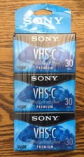 Sealed Sony VHS-C Premium 3 Pack Tapes 30 Minute SP 90 Minute EP New
