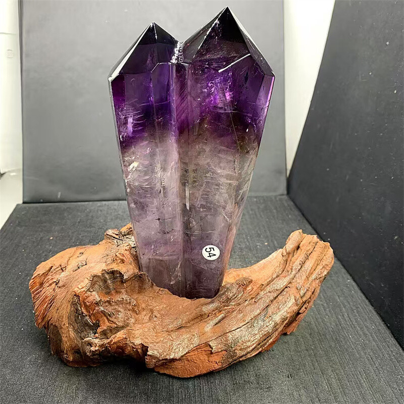 2.7LB Natural Amethyst Obelisk Quartz Healing Crystal Wand with Stand