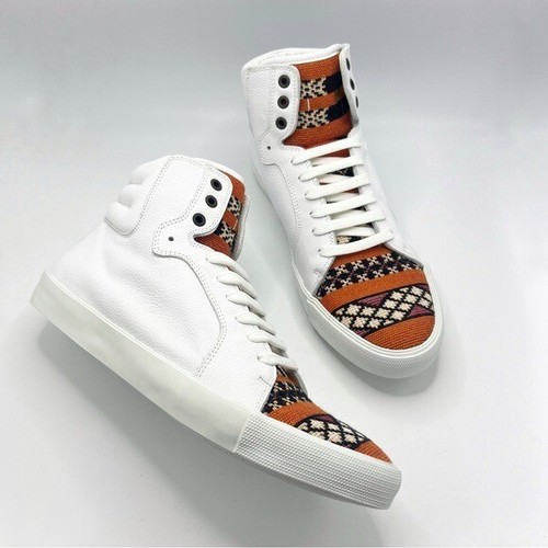 COBRA SOCIETY scarpe sneakers uomo bianco arancione pelle taglia 43 EU 10 US - Foto 1 di 10