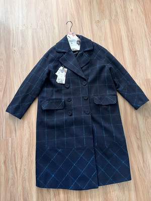Erdem X HM Wool Blend Blue Oversized Coat - Size 10