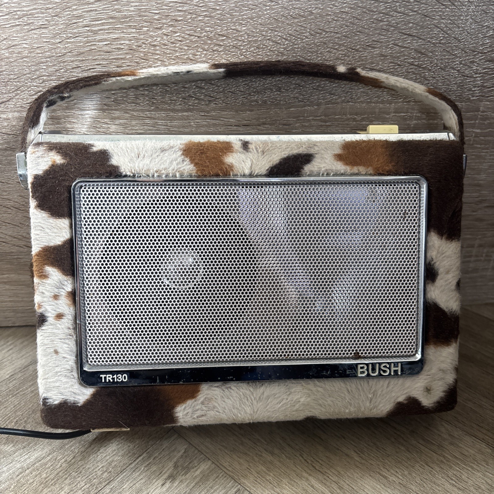 Bush TR130 Faux Cow Furry Print 3-Band FM/MW/LW Transistor Radio vintage 