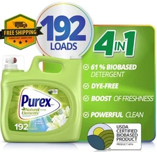 Purex Natural Elements Laundry Detergent Linen Lilies 250oz, 192 Loads