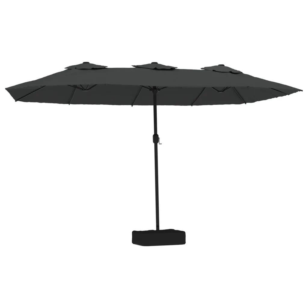 Parasol double tête 449 x 265 cm pour grande terrasse et salon de jardin