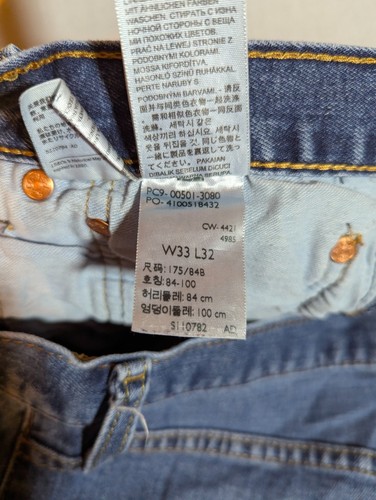 Levi's 501 Jeans Men's 33x32 Straight Leg Original Fit Button Fly Stretch Blue - Picture 9 of 11