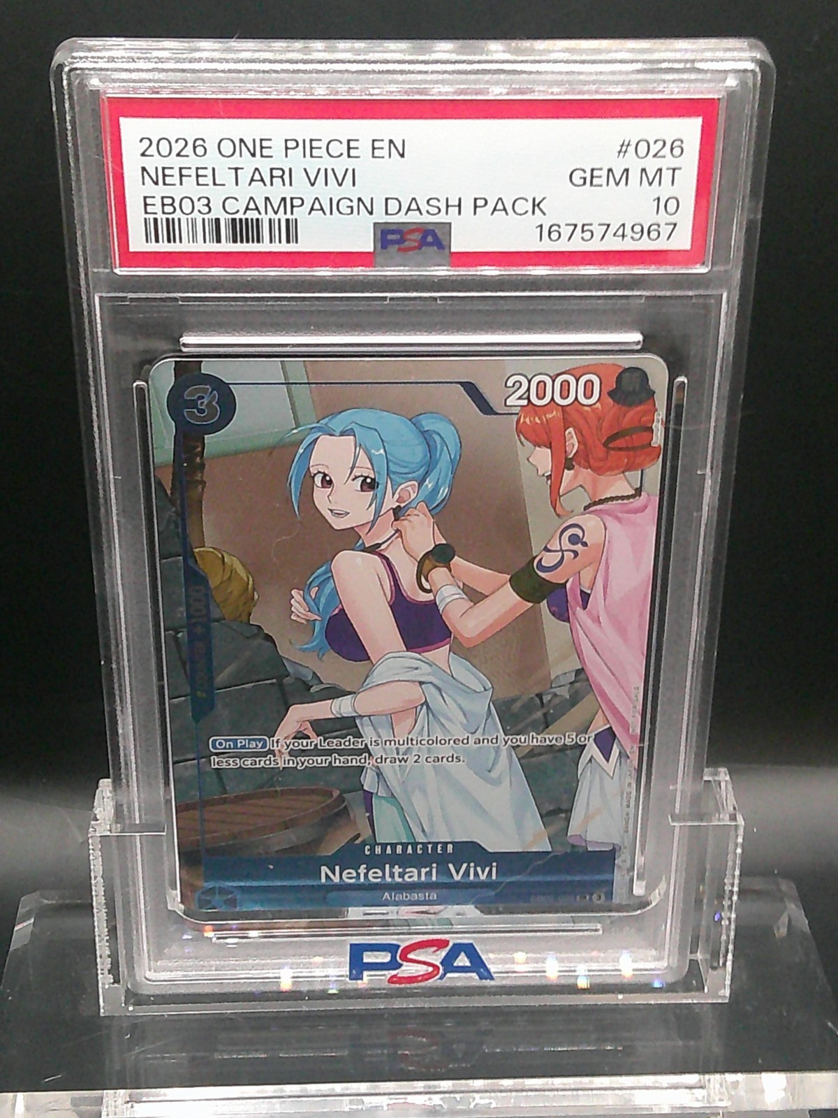 Nefeltari Vivi 2026 One Piece EB03 Campaign Dash Pack Super Rare #026 PSA 10